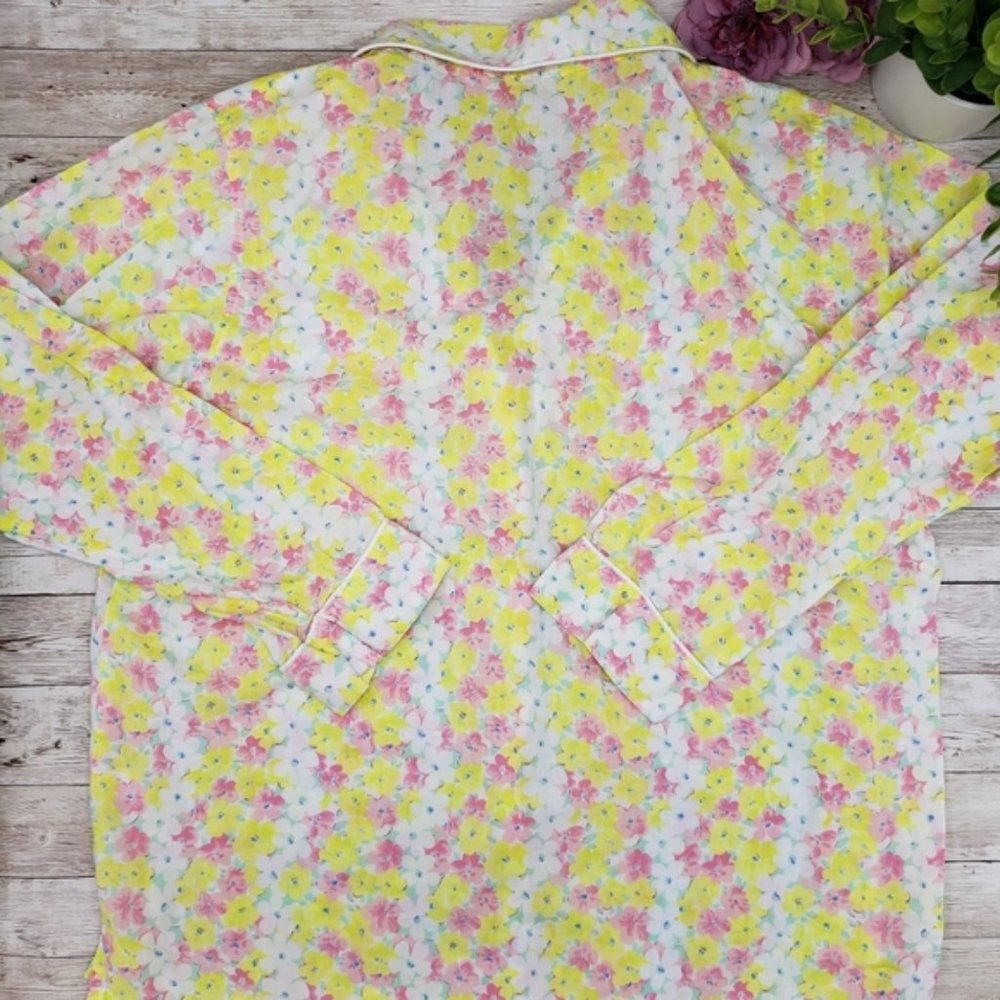 Victoria's Secret Yellow Floral Cotton Pajama Set, Sz Medium